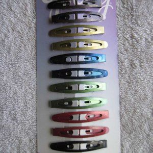 12 Goody Metal Hair Contour Snap Clips Glittery Sparkly Metallic Colors Breanna